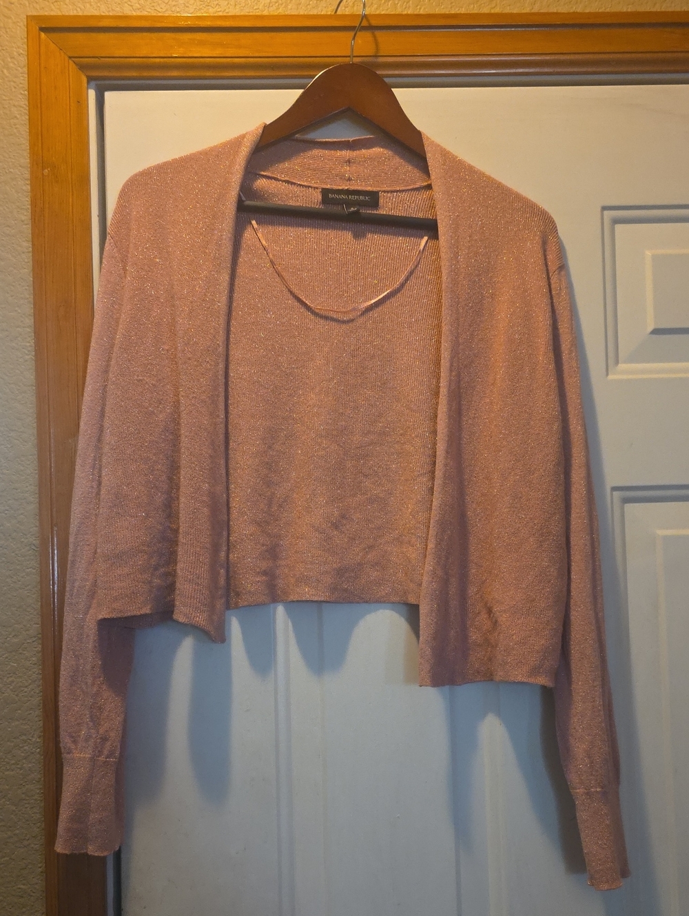 Banana Republic Metallic Blush Pink Knit Cardigan Shrug